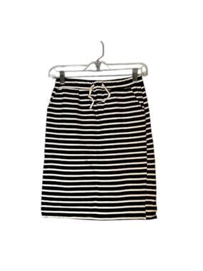 Black & White Striped Drawstring Waist Knit Skirt Pockets Women Sz S
